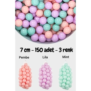 Wellgro 7 cm Top Havuzu Topu 150 Adet Mint, Pembe, Lila