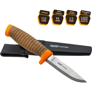 Rox Camping 0321 Bushcraft Plus Paslanmaz Çelik Kamp Bıçağı (Turuncu)