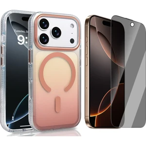 iPhone 17 Pro Kılıf M-safe Şarj Özellikli Transparan Renk Geçişli Zore Toros Kapak + Hayalet Ekran Koruyucu