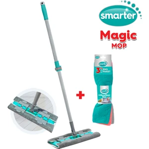 SMARTER MAGIC MOP + MİKROFİBER 3 LÜ TEMİZLİK BEZİ PASPAS TEMİZLİK SETİ MANDALLI