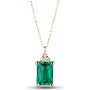 Silver City By Eva 925 Ayar Gümüş Zümrüt Taşlı Gerçek Pırlanta Kolye Kadınlar Için Doğum Günü ve Özel Gün Hediyeleri