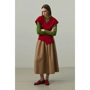 Kare Parçalı Atkı Kırmızı