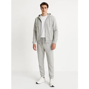 Uzun Kollu Kapüşonlu Basic Gri Sweatshırt