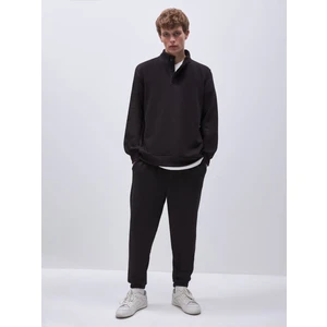 Uzun Kollu Yarım Fermuarlı Regular Siyah Sweatshırt