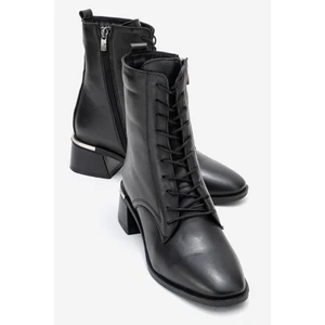 Avıa Siyah Cilt Hakiki Deri Kadın Kalın Topuklu Bot