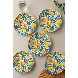 6’lı Renkli Çiçek Desenli Pasta ve Tatlı Tabağı Seti – Şık Sunum Tabakları (20 Cm)