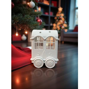 Fing Art Yılbaşı Temalı Işıklı Dekoratif Noel Treni (1 Makinist + 2 Vagon) - Tealight Mumlu Yılbaşı Dekoru