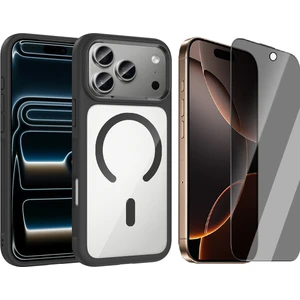 iPhone 17 Pro Kılıf M-Safe Şarj Özellikli Metal Kamera Çerçeveli Zore Tiko Kapak + Hayalet Ekran Koruyucu