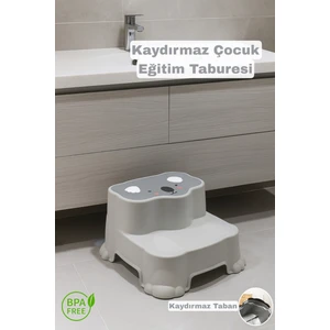 Funny Life Kaydırmaz Taban Çocuk Basamaklı Eğitim Taburesi - Banyo, Lavabo, Klozet Basamak Merdiven Yükseltici