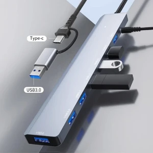 7 In 1 USB 5 gbps ve Type-C To USB A + Type-C USB 3.0 Çevirici Adaptör Çok Portlu Çoklayıcı USB Hub