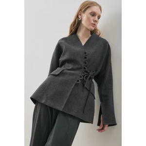 Aroa Bağlamalı Kaşe Ceket Antrasit