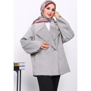 İmaj Butik Gri Çift Cepli Düğmeli Kaşe Ceket