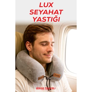Lux Ortopedik Seyahat Yastığı Visco Boyun Destekli Seyahat Yastığı - Gri| Ergo Travel