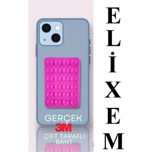 Silikon Vakumlu Telefon Tutacağı 24 Vantuzlu 1 Paket Çift Taraflı Yapışkanlı Cep Telefonu Tutucu Pembe