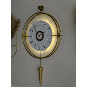 MetaQuartz Aksesuar (GOLD-Büyük Boy) - Gold beyaz 7-24 h Lavinya - Kırılmaz Kadranlı (mobilya) Metal Duvar Saati