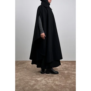 Ande Tesettür Uzun Kaşe Panço - Siyah