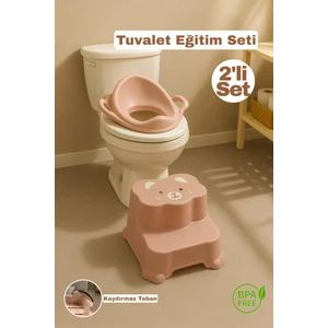Funny Life 2'li Tuvalet Eğitim Seti - Basamaklı Çocuk Taburesi ve Kulplu Klozet Adaptörü