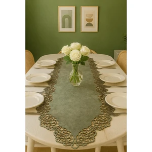 Ergüven Home Yeşil Süet Kumaş Runner Masa Boyu 40X140 Cm