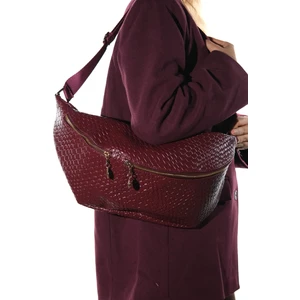 Venta Bordo Örgü Kadın Büyük Bel Çantası