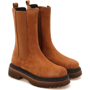 Adella Taba Kadın Yandan Lastikli Süet Deri Chelsea Bot