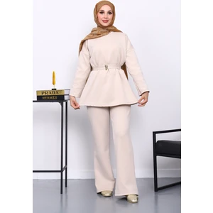 İmaj Butik Taş Kemerli Tunik Pantolonlu Scuba Takım