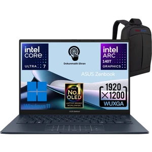 Zenbook 14 UX3405CA-QL286W Intel Core Ultra 7 255H 16GB 512GB SSD 14" OLED (Dokunmatik Ekran) Widows 11 Home Taşınabilir Bilgisayar - Emtech Çanta