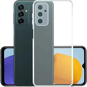 Caseart Samsung Galaxy M23 ile Uyumlu Kapak Kamera Korumalı Şarj Yeri Tıpalı Şeffaf Silikon Kılıf