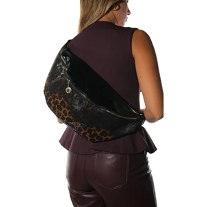 Venta Siyah-Siyah Sarı Desenli Kadın Büyük Bel Çantası