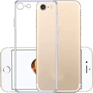 Caseart Apple iPhone 8 ile Uyumlu Kapak Kamera Korumalı Şarj Yeri Tıpalı Şeffaf Silikon Kılıf