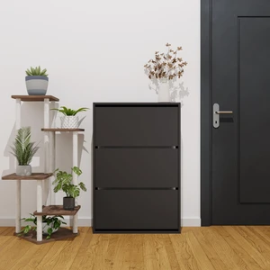 Mobilya Pratik Düşer Kapak Ayakkabılık Kayar Raflı Ayakkabılık 3 Bölmeli