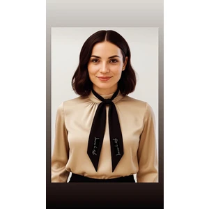 Mavi Masal Atatürk Imzalı Fular Saten