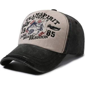 Kurt Nakışlı Vintage Eskitme Pamuklu Kot Şapka