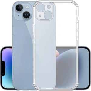 Caseart Apple iPhone 14 Plus ile Uyumlu Kapak Kamera Korumalı Şarj Yeri Tıpalı Şeffaf Silikon Kılıf