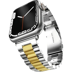 Apple Watch Paslanmaz Çelik Kordon ( Seri 10 - 42 mm Uyumlu) Gümüş Gold