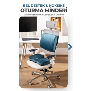 Visco Ortopedik Oturma ve Bel Destek Minderi Seti, Sırt Yastığı ve Koksiks Minderi