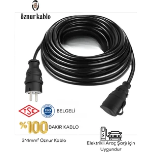 %100 Bakır 3*4mm2 Uzatma Kablo