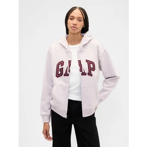 Kadın Açık Gri Gap Logo Fleece Fermuarlı Sweatshirt