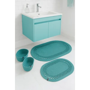 Terra 4’lü Banyo Seti – 2’li Oval Paspas & 2’li Oval Sepet, Doğal Halat Dokuma, El Yapımı - Premium