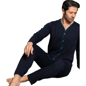 Norde Premium Penye Interlok Kumaş Kışlık Önden Düğmeli Erkek Pijama Takımı M/2xl