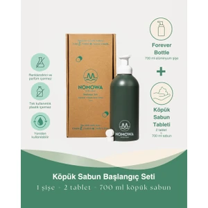 Nomowa Köpük Sabun Başlangıç Seti | Yeşil Sabunluk (700 Ml) + 2 Tablet, 700 ml Sabun Üretir