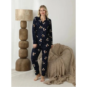 Süet Düğmeli Pijama Takımı