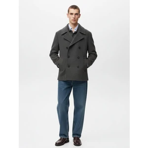 Uzun Kollu Çift Düğmeli Kaşe Antrasit Mont