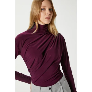 Kadın Moon Büzgülü Mürdüm Sandy Bluz