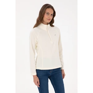U.S. Polo Assn. Kadın Krem Fermuarlı Dik Yaka Polar Sweatshirt 50316714-VR256