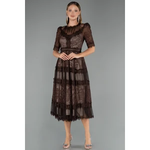 Kısa Kol Midi Davet Elbisesi ABK1388