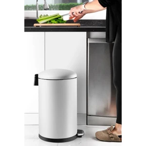 Bombe Kapaklı Çöp Kovası 30 Lt Mat Beyaz