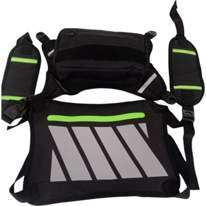 Motosiklet Göğüs Çantası Reflektörlü Yelek Rüzgar Koruma Bol Cepli Pratik Bisiklet Motor Kuhaki