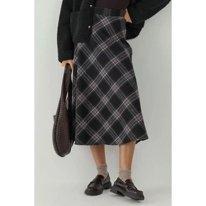 Kadın A-Form Kalın Midi Etek Oxford Mavisi