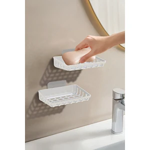 Ata Home 2'li Set Yapışkanlı Banyo Sabunluk, Katı Sabun Tutacağı, Lavabo Mutfak Katı Sabunluk Süngerlik Siyah