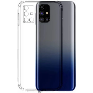 Caseart Samsung Galaxy M31S ile Uyumlu Kapak Kamera Korumalı Şarj Yeri Tıpalı Şeffaf Silikon Kılıf